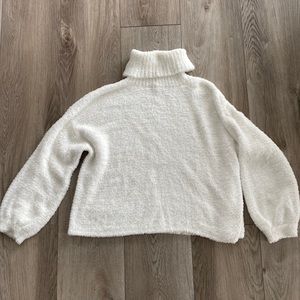 White Fuzzy Turtleneck Sweater